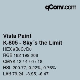 Color code: Vista Paint - K-805 - Sky´s the Limit | qconv.com