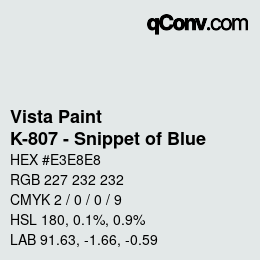 Farbcode: Vista Paint - K-807 - Snippet of Blue | qconv.com