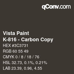 カラーコード: Vista Paint - K-816 - Carbon Copy | qconv.com