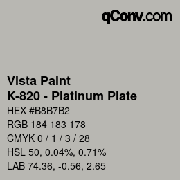 カラーコード: Vista Paint - K-820 - Platinum Plate | qconv.com