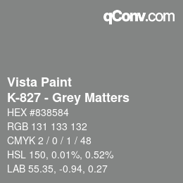 カラーコード: Vista Paint - K-827 - Grey Matters | qconv.com