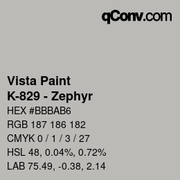 カラーコード: Vista Paint - K-829 - Zephyr | qconv.com