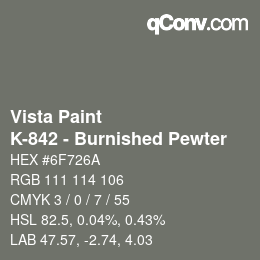 カラーコード: Vista Paint - K-842 - Burnished Pewter | qconv.com