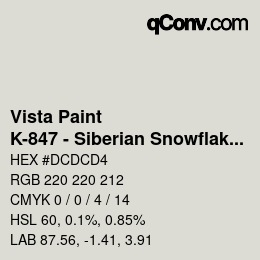 Color code: Vista Paint - K-847 - Siberian Snowflake | qconv.com