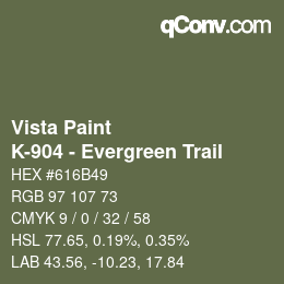 Color code: Vista Paint - K-904 - Evergreen Trail | qconv.com