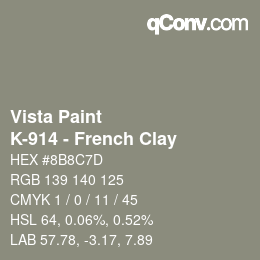 Color code: Vista Paint - K-914 - French Clay | qconv.com