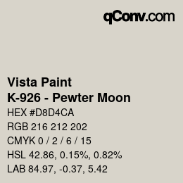 Color code: Vista Paint - K-926 - Pewter Moon | qconv.com