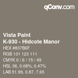 Color code: Vista Paint - K-930 - Hidcote Manor | qconv.com