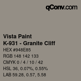 Color code: Vista Paint - K-931 - Granite Cliff | qconv.com