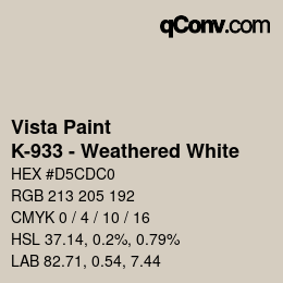 Color code: Vista Paint - K-933 - Weathered White | qconv.com