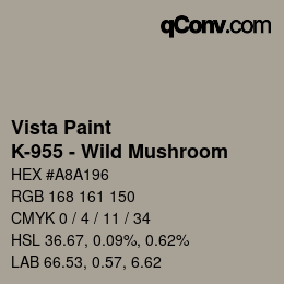 Color code: Vista Paint - K-955 - Wild Mushroom | qconv.com