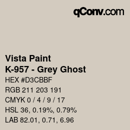 Color code: Vista Paint - K-957 - Grey Ghost | qconv.com