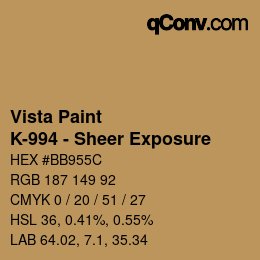 Color code: Vista Paint - K-994 - Sheer Exposure | qconv.com