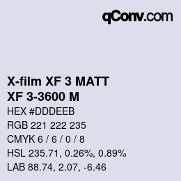 Código de color: X-film XF 3 MATT - XF 3-3600 M | qconv.com