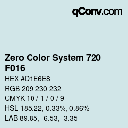 Code couleur: Zero Color System 720 - F016 | qconv.com