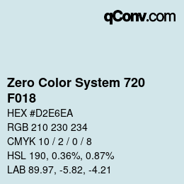 Code couleur: Zero Color System 720 - F018 | qconv.com