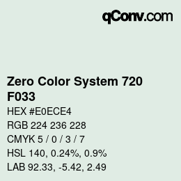 Code couleur: Zero Color System 720 - F033 | qconv.com