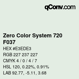 Code couleur: Zero Color System 720 - F037 | qconv.com