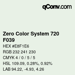 Code couleur: Zero Color System 720 - F039 | qconv.com