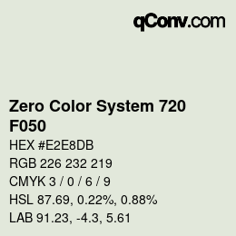Code couleur: Zero Color System 720 - F050 | qconv.com