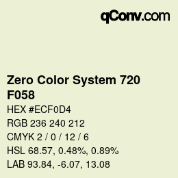 Color code: Zero Color System 720 - F058 | qconv.com