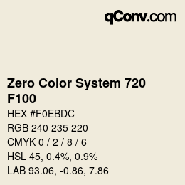 Code couleur: Zero Color System 720 - F100 | qconv.com