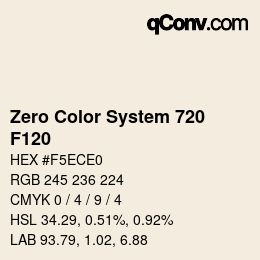 Code couleur: Zero Color System 720 - F120 | qconv.com