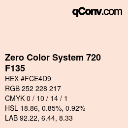 Code couleur: Zero Color System 720 - F135 | qconv.com