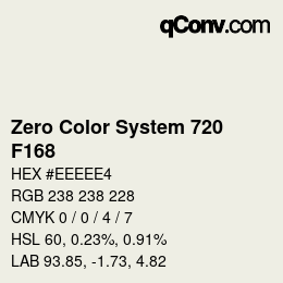 Color code: Zero Color System 720 - F168 | qconv.com