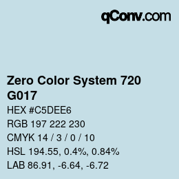 Code couleur: Zero Color System 720 - G017 | qconv.com