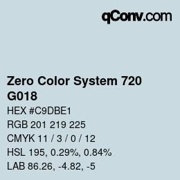 Code couleur: Zero Color System 720 - G018 | qconv.com