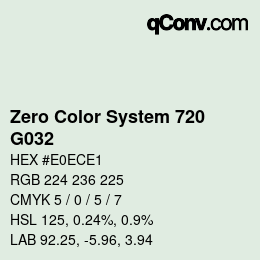 Code couleur: Zero Color System 720 - G032 | qconv.com