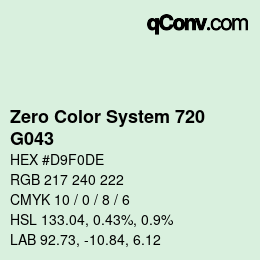 Code couleur: Zero Color System 720 - G043 | qconv.com