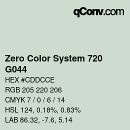 Code couleur: Zero Color System 720 - G044 | qconv.com