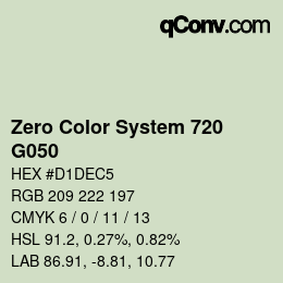 Color code: Zero Color System 720 - G050 | qconv.com