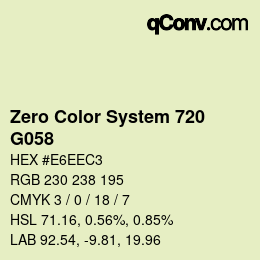 Code couleur: Zero Color System 720 - G058 | qconv.com