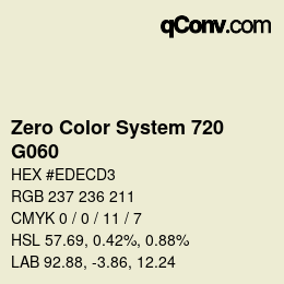 Color code: Zero Color System 720 - G060 | qconv.com