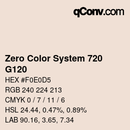 Color code: Zero Color System 720 - G120 | qconv.com