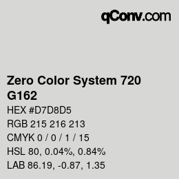 カラーコード: Zero Color System 720 - G162 | qconv.com