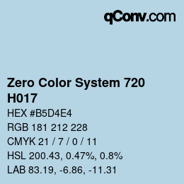 Code couleur: Zero Color System 720 - H017 | qconv.com