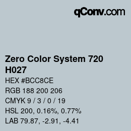 Code couleur: Zero Color System 720 - H027 | qconv.com