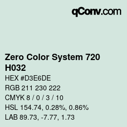 Code couleur: Zero Color System 720 - H032 | qconv.com