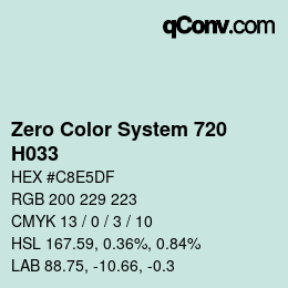 Code couleur: Zero Color System 720 - H033 | qconv.com