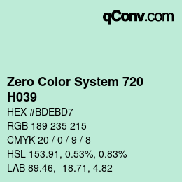 Code couleur: Zero Color System 720 - H039 | qconv.com