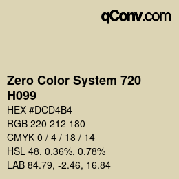 Code couleur: Zero Color System 720 - H099 | qconv.com