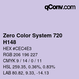 Code couleur: Zero Color System 720 - H148 | qconv.com