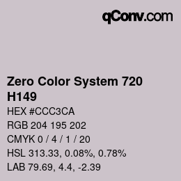 Code couleur: Zero Color System 720 - H149 | qconv.com