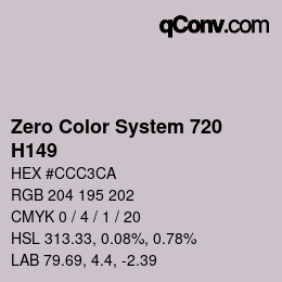 カラーコード: Zero Color System 720 - H149 | qconv.com