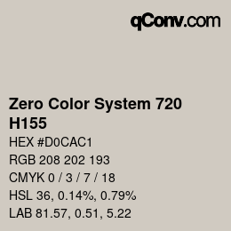 Code couleur: Zero Color System 720 - H155 | qconv.com