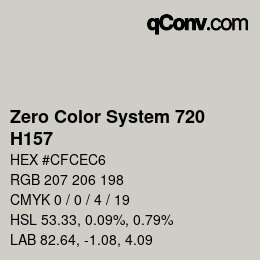 Color code: Zero Color System 720 - H157 | qconv.com